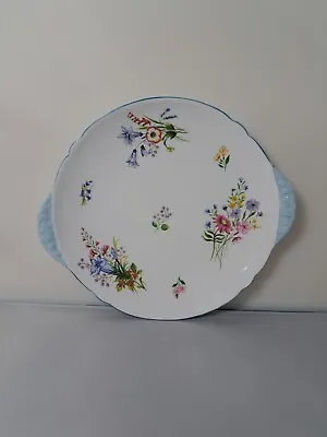 Buy Vintage Shelley Blue Wild Flower Twin Tab Cake Plate 13668 • 12£
