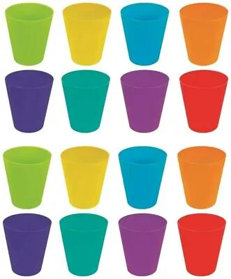 Buy Childrens Drinking Cups Kids Durable Plastic Tumblers 250ml Bright Coloured X18 • 12.99£