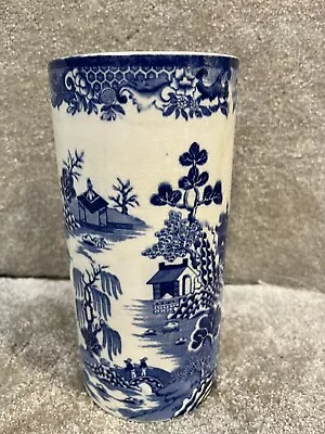 Buy Vintage Masons Ironstone China Blue And White Willow Pattern Vase • 29.99£