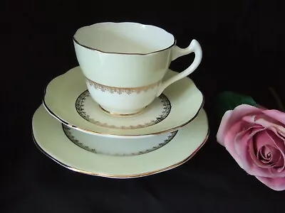 Buy Royal Crown Pottery Trentham Vintage Yellow  & Gold China Trio Cup Saucer Plate • 4.99£