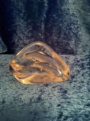 Buy Mats Jonasson Sweden Dolphins Art Glass Paperweight - 9576 - 8 Cm • 24.95£