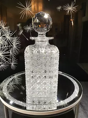 Buy VICTORIAN Square Antique Hand Cut Crystal HOBNAIL Decanter & Stopper - C.1890!! • 180£
