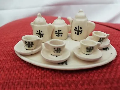 Buy Vintage Miniature 8 Piece Pottery Tea Set Dolls House Cream Hand Painted • 12£