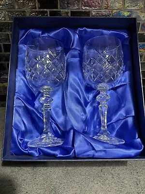 Buy Vintage Bohemia Lead Crystal Glasses X2 • 14.99£