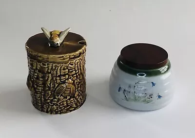 Buy One Buchan Pottery ‘harebell’ Stoneware & One Secla Portugal Bee Bark Honey Pots • 10£