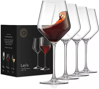 Buy Layla Red Wine Glasses, Set Of 4 Italian Wine Glasses, 17 Oz Clear Wine Glasses  • 45.46£