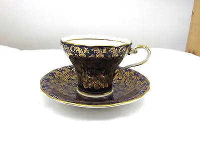 Buy 1930s Aynsley English Bone China Cobalt Blue Gold Teacup And Saucer • 94.87£