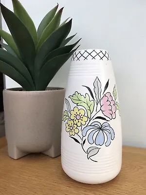 Buy Vintage 1950s 60s Burlington Ware White Ceramic Vase With A Pastel Floral Print • 5£