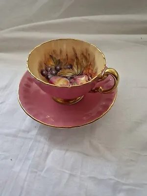 Buy Aynsley Orchard Fruit Pink Gold Cup And Saucer (pre-owned) • 25£