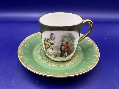 Buy Antique Carlsbad China Demitasse Cup & Saucer, Children Spinning Top • 21.10£