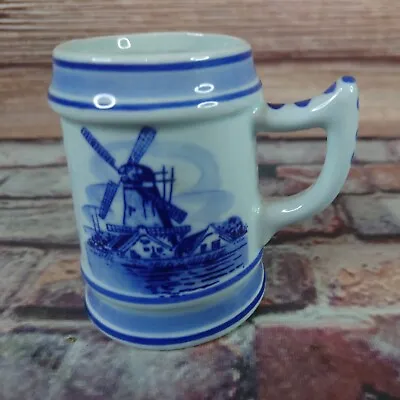 Buy Vintage Miniature Mug Tankard Hand Painted Delft Blue Holland Flowers Windmill • 5.65£