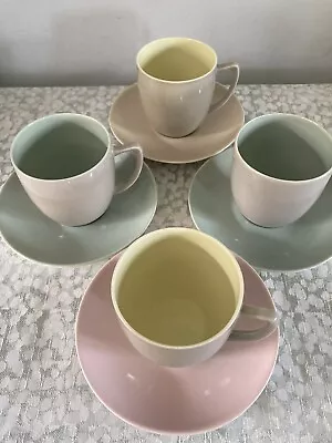 Buy Branksome China Pottery Two Tone Cups And Saucers X 4 Mix & Match,  Pastel, • 16£