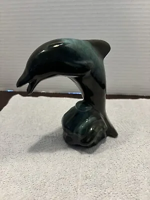 Buy Blue Mountain Pottery - Jumping Dolphin Figurine - Green And Black Glaze • 15.17£