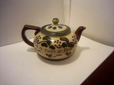 Buy Watcombe Pottery Torquay Teapot  With Flowers (Forget Me Nots) And Motto • 24£