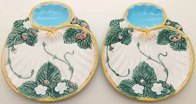 Buy 2 Vintage Reproductions Of Antique Minton Majolica Strawberry Plates • 43.43£