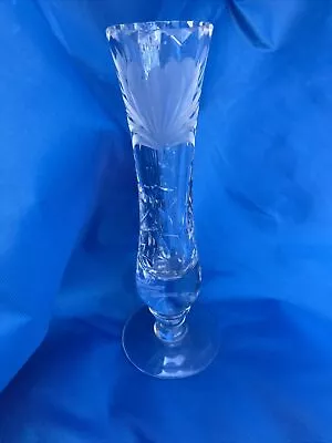 Buy VASE.   7” Vintage Royal Brierley Crystal Glass Slim Bud Stem Flower Vase • 4.95£