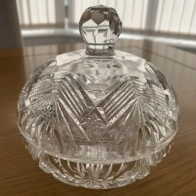 Buy Vintage Cut Crystal Glass Bowl With Lid - Heavy Glass • 9£