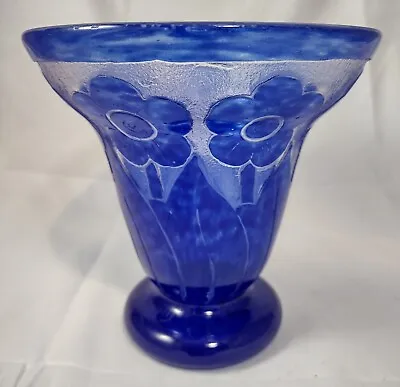 Buy Art Deco Cameo Blue Daisy David Gueron Degue French Art Glass • 399.99£