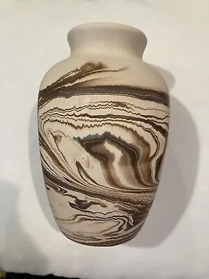 Buy Vintage Nemadji Pottery Vase-Native American Art-Clay Swirl Orange-Tan- Brown • 19.44£