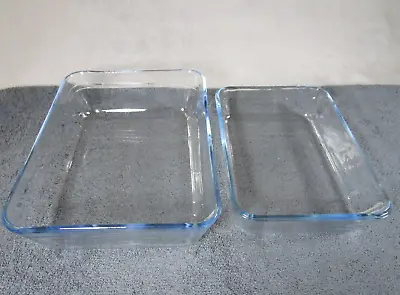 Buy 2 Lovely Vintage Pyrex Clear Glass Rectangle 2 Sizes Oven Baking Dishes VGC • 9.95£