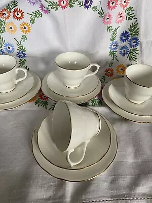 Buy Vintage, Duchess White Bone China & Gilt/Gold. 4 Cups, Saucers And Side Plates.  • 35£