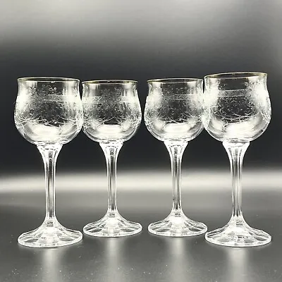 Buy Lead Crystal HOCK Wine Glasses ~ Set Of 4 ~ Cut Glass Antique Glass Hand Cut • 24.99£