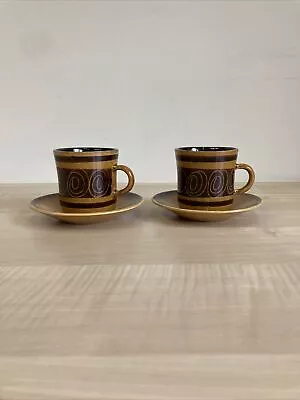 Buy CINQUE PORTS POTTERY The Monastery Rye 2x Brown/Mustard Coffee/Tea Cups Saucers • 17.95£