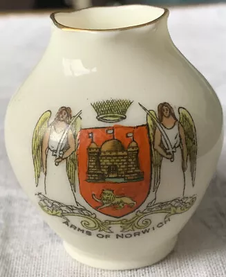 Buy Vintage Arcadian Crested China Vase. Arms Of Norwich Crest. VGC.  • 3.99£