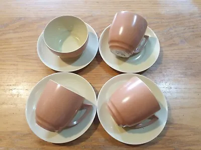 Buy 3x Branksome Peach China Coffee Cups And 4x Saucers Plus Small Open Sugar Bowl. • 16£