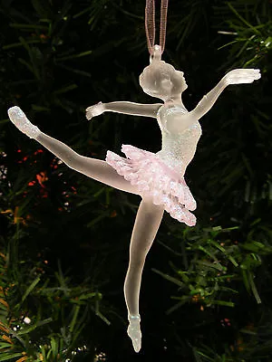 Buy Kurt Adler Clear & Pink Frosted Acrylic Ballerina Christmas Ornament T1298-a • 9.53£
