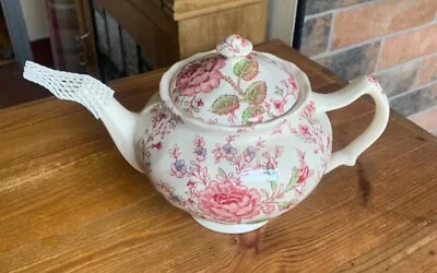 Buy Vintage Johnson Bros Rose Chintz Pink Teapot • 45£