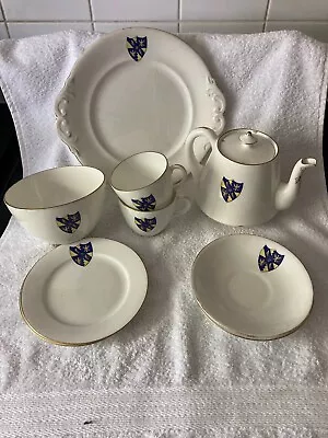 Buy Rare Foley Shelley Tea For Two Set With Unknown College/university Crest • 40£