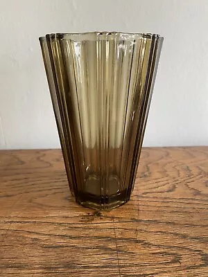Buy Vintage French Art Deco Style Smoked Glass Vase 17cm Tall • 9.99£