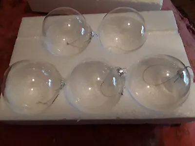 Buy 5 Large Empty Clear Glass Christmas Baubles 10cm Removeable Top,fill Glitter Etc • 12.99£