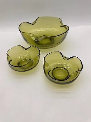 Buy 3pc Vintage Anchor Hocking Accent Modern Console Set Avocado Green • 17.96£
