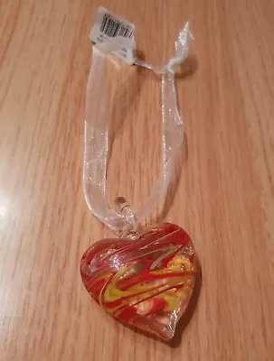 Buy Brand New Hand-made Glass Heart On A Ribbon In A Choice Of Colours • 4£