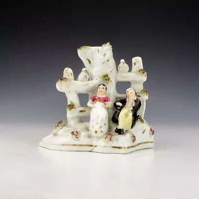 Buy Antique Staffordshire Pottery - Semi-Porcelain Hollow Ware Man & Lady Figure • 9.99£
