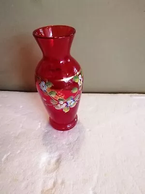 Buy Bohemian Glass Red Vase 5 High • 10£