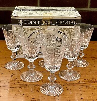 Buy Vintage 1977 Edinburgh Crystal “Star Of Edinburgh” 6 X Sherry Glasses • 45£