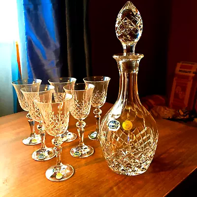 Buy New Czech Bohemian Crystal Glass Sherry Decanter And Six Sherry Glasses Boxed. • 65£