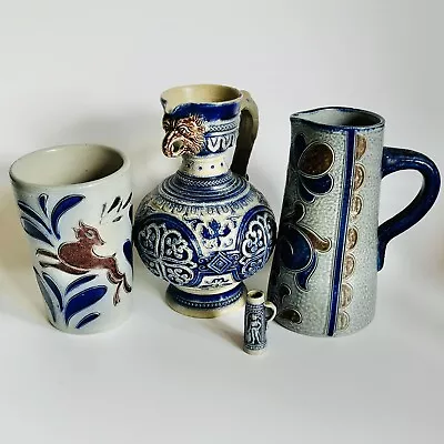 Buy Vintage German Salt Glaze Pottery Jugs & Tea Cup Incl Westerwald  • 30£