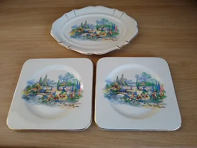 Buy Vintage Retro Antique Sandland Ware Plates In An Old World Garden Used Very Good • 17.99£