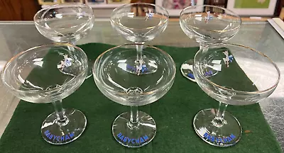 Buy Rare 1950's Babycham Set Of 6 Champagne Glasses With Hexagon Stem & White Fawn • 45£
