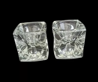 Buy Vintage Czech Art Glass Square Cube Candleholders By Rudolf Jurnikl Sklo Union • 36.99£