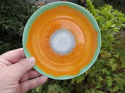 Buy 1930s Vintage Shelley Pottery Circular Plate In Orange & Green Dripware • 17.99£