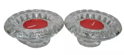 Buy Vintage  Pressed Glass Candle Holders And Six Tea Lights • 9.99£