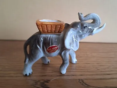 Buy Bone China ELEPHANT WITH BASKET Ornament, Small Decorative Piece • 6.95£