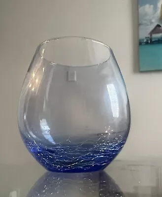 Buy NEW Pier 1 Dark BLUE CRACKLE Stemless Wine Glass 4.5  • 14.45£