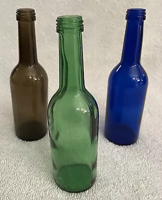 Buy 3 (blue, Green, Amber) Small Decorative Glass Bottles, 15 Cm Tall, 100 Ml • 9£