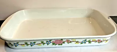 Buy Vintage Kamenstein Enamel Shallow Baking Roasting Serving Pan 1983 Floral Vine • 23.77£